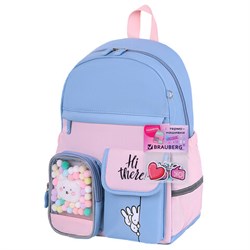 Рюкзак BRAUBERG PASTEL с термонашивками в комплекте, "Friendly bunnies", голубой, 40х29х14 см, 271423 - фото 13744766