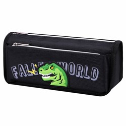 Пенал мягкий ЮНЛАНДИЯ, 2 отделения, полиэстер, "Dino doom", черный, 21х9х6 см, 271574 - фото 13744780