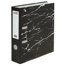 Папка-регистратор STAFF "Profit" с мраморным покрытием, 75 мм, с уголком, черная, СЪЕМНЫЙ МЕХАНИЗМ, 272009 - фото 13744827
