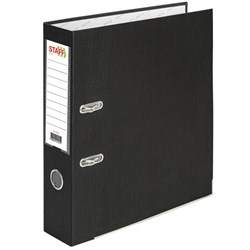 Папка-регистратор STAFF "Profit" покрытием из ПВХ, 75 мм, с уголком, черная, СЪЕМНЫЙ МЕХАНИЗМ, 272012 - фото 13744829