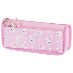 Пенал мягкий ЮНЛАНДИЯ, 2 отделения, полиэстер, "Bunnies", розовый, 21х9х6 см, 272346 - фото 13744902