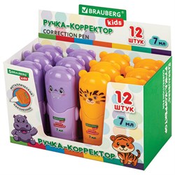 Ручка-корректор BRAUBERG KIDS "ЗВЕРЯТА", 7 мл, металлический наконечник, корпус ассорти, 272493 - фото 13744927