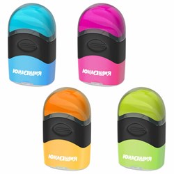 Точилка с контейнером и ластиком ЮНЛАНДИЯ "ДВА В ОДНОМ", яркие цвета ассорти, 272510 - фото 13744942