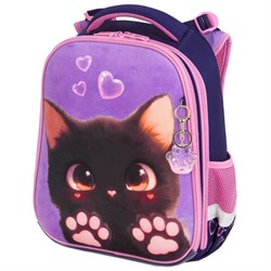 Ранец BRAUBERG PREMIUM, 2 отделения, с брелоком, "Paw prints", велюровая панель, 38х29х16 см, 273098 - фото 13745048