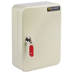 Шкафчик (Ключница) на 48 ключей BRAUBERG, 250х180х80 мм, с замком, + 48 брелоков, серый, 290338 - фото 13745158