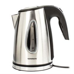 Чайник SONNEN KT-1721, 1,7 л, 2200 Вт, закрытый нагревательный элемент, нержавеющая сталь, черный, подсветка, 454347 - фото 13747224