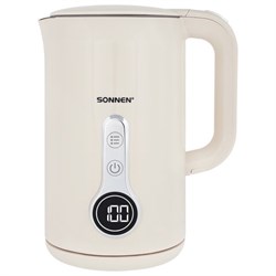 Чайник с терморегулятором и дисплеем, ДВОЙНЫЕ СТЕНКИ, SONNEN KT-8721, 1,7 л, 2200 Вт, бежевый, 454688 - фото 13747235