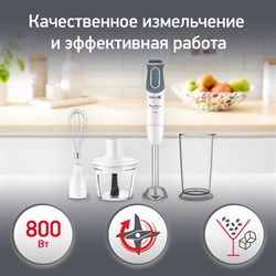 Блендер погружной MOULINEX DD642132, 800 Вт, 10 скоростей, 3 насадки, стакан, белый/серый, 7211002804 - фото 13747469