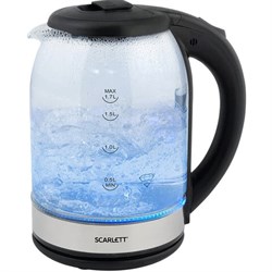 Чайник SCARLETT SC-EK27G10, 1,7 л, 1800 Вт, закрытый нагревательный элемент, стекло, черный - фото 13747747