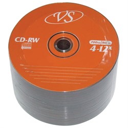Диск CD-RW VS 700 Mb 4-12x Bulk (термоусадка без шпиля), КОМПЛЕКТ 50 шт., VSCDRWB5001 - фото 13747834