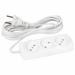 Удлинитель Р16-010, 3 розетки без заземления, 5 м, 2х0,75 мм, 1300 Вт, белый, 564 - фото 13747866
