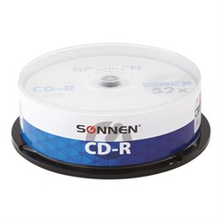Диск CD-R SONNEN, 700 Mb, 52x, Cake Box (упаковка на шпиле) КОМПЛЕКТ 25 шт., 513531 - фото 13747902