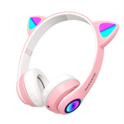 Наушники беспроводные игровые накладные, с ушками, светящиеся, розовые DASWERK (ДАСВЕРК) VZV-23M, 513799 - фото 13747935