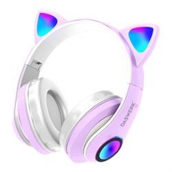 Наушники беспроводные игровые накладные, с ушками, светящиеся, фиолетовые DASWERK (ДАСВЕРК) STN-28, 513801 - фото 13747937