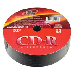 Диск CD-R VS, 700 Мб, 52x, Bulk (термоусадка без шпиля), КОМПЛЕКТ 25 шт., VSCDRSH2501 - фото 13747956