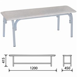 Банкетка без спинки "Астрид", 1200х450х415 мм, светло-серый каркас, кожзам белый - фото 13748075
