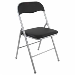 Стул складной BRABIX "Golf CF-007", серебристый каркас, кожзам чёрный, 532891 - фото 13748373