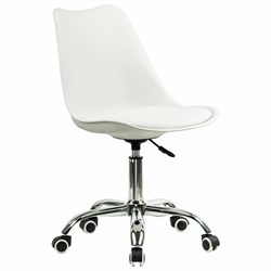 Кресло стул BRABIX "Eames MG-310 CH", хром, пластик белый, экокожа белая, 532923 - фото 13748384