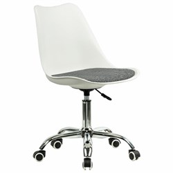 Кресло стул BRABIX "Eames MG-310 CH", хром, пластик белый, ткань серая, 532924 - фото 13748385