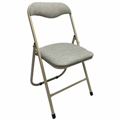 Стул складной для дома и офиса РС04, бежевый перламутровый каркас, рогожка бежевая - фото 13748443