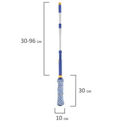 Швабра самоотжимная, скручивающийся отжим, МОП из микрофибры, телескопический черенок 96 см, LAIMA, 601471 - фото 13748623