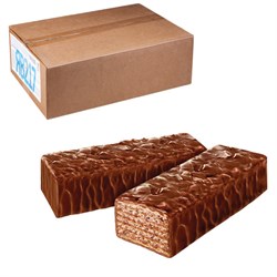 Вафли ЯШКИНО "Глазированные с орешками" с начинкой из какао и дробленого фундука, гофрокороб 4 кг, ЯВ217 - фото 13749335