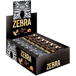 Батончик вафельный глазированный ZEBRA с изюмом и арахисом в мягкой карамели, 40 г, в шоу-боксе, ЯВ252 - фото 13749360
