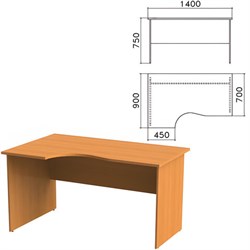 Стол письменный эргономичный "Фея", 1400х900х750 мм, левый, цвет орех милан, СФ07.5 - фото 13749693