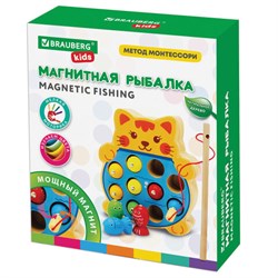 Сортер-рыбалка магнитный деревянный развивающий "Кот", BRAUBERG KIDS, 665246 - фото 13750309