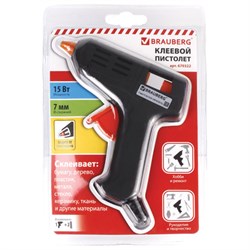Клеевой пистолет 15 Вт, для стержня 7 мм, BRAUBERG, в блистере, 670322 - фото 13750430