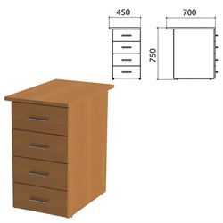 Тумба приставная "Монолит", 450х700х750 мм, цвет орех гварнери (КОМПЛЕКТ) - фото 13750684