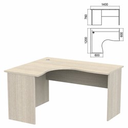 Стол компактный "Арго", 1400х1200х760 мм, левый, ясень шимо (КОМПЛЕКТ) - фото 13750909