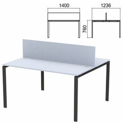 Стол письменный 2-МЕСТНЫЙ на металлокаркасе "Арго", 1400х1236х760 мм, серый (КОМПЛЕКТ) - фото 13750962