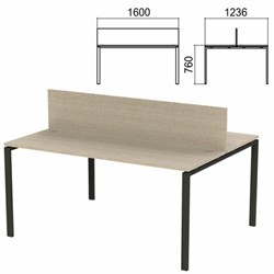 Стол письменный 2-МЕСТНЫЙ на металлокаркасе "Арго", 1600х1236х760 мм, ясень шимо (КОМПЛЕКТ) - фото 13750966