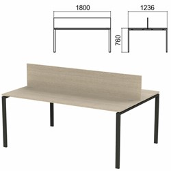 Стол письменный 2-МЕСТНЫЙ на металлокаркасе "Арго", 1800х1236х760 мм, ясень шимо (КОМПЛЕКТ) - фото 13750969