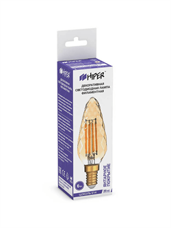 Лампочка HIPER LED DECO FILAMENT CONE 6W 720Lm E14 35105 2700K GOLD - фото 13752875