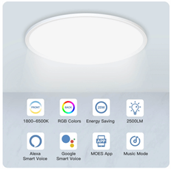 Светильник потолочный Moes Wi-Fi Smart Ceiling Light белый модели WCL-TD - фото 13753305