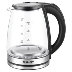 Чайник SCARLETT SC-EK27G103, 1,8 л, 1800 Вт, закрытый нагревательный элемент, стекло, черный - фото 13757134