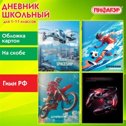 Дневник 1-11 класс 40 л., на скобе, ПИФАГОР, обложка картон, МИКС "Мальчики", 107138 - фото 13764119