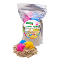 Песок для лепки кинетический с 3 формочками, цвет песочный, 1500г, пакет, BRAUBERG KIDS, 666000 - фото 13764559
