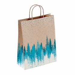 Крафт-пакет бумажный "Лес" 26х15х35 см, с кручеными ручками, плотность 80 г/м2, 112498 - фото 13764580