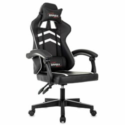 Кресло компьютерное BRABIX "Shooter GM-123", 2 подушки, экокожа, черное/белое, 533191 - фото 13767912