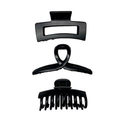 Крабы для волос НАБОР 3 шт., 8,5 см / 8,5 см / 11 см, soft-touch, чёрный, MONTE VITA (МОНТЕ ВИТА), 457032 - фото 13768861