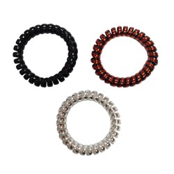 Резинки для волос НАБОР 3 шт., диаметр 5,5 см, пружинка, чёрный, серебристый, коричневый, MONTE VITA (МОНТЕ ВИТА), 457057 - фото 13768886