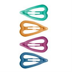 Заколки для волос НАБОР 4 шт., 3,5 см, клик-клак, сердечки, глянцевый, разные цвета, MONTE VITA (МОНТЕ ВИТА), 457082 - фото 13768911