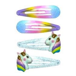 Заколки для волос НАБОР 4 шт., 5 см, клик-клак, с декоративными элементами, АССОРТИ, MONTE VITA (МОНТЕ ВИТА), 457090 - фото 13768919