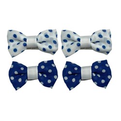 Заколки для волос НАБОР 4 шт., 5х2,5 см, зажим, с бантиком, синий, белый в горошек, MONTE VITA (МОНТЕ ВИТА), 457108 - фото 13768933