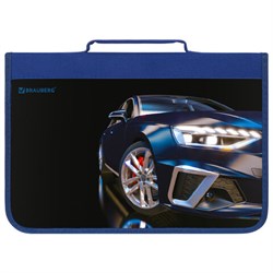 Папка на молнии BRAUBERG А4 с ручкой, с органайзером, 1 отделение, "Super car", 272219 - фото 13769675