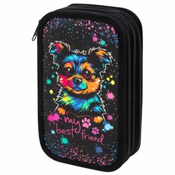 Пенал ЮНЛАНДИЯ, 3 отделения, картон с эффектом soft-touch, 19х11 см, "True friend", 272266 - фото 13769677