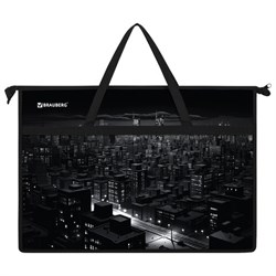 Папка для рисунков и чертежей с ручками BRAUBERG А3, пластик, молния сверху, "Night city", 273410 - фото 14225203